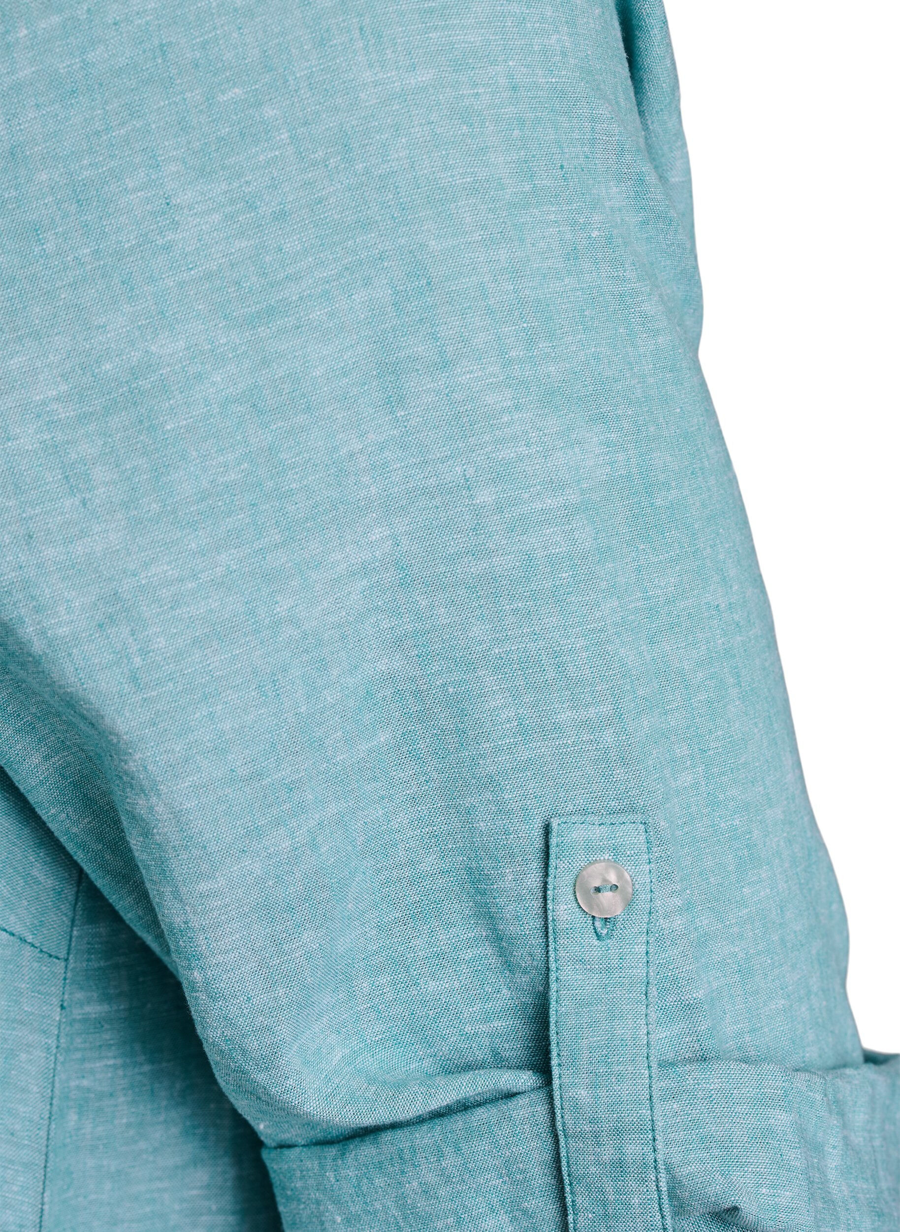 Zizzi Tunika i lin og viskose med A-form, Gr&oslash;nn, Packshot image number 3