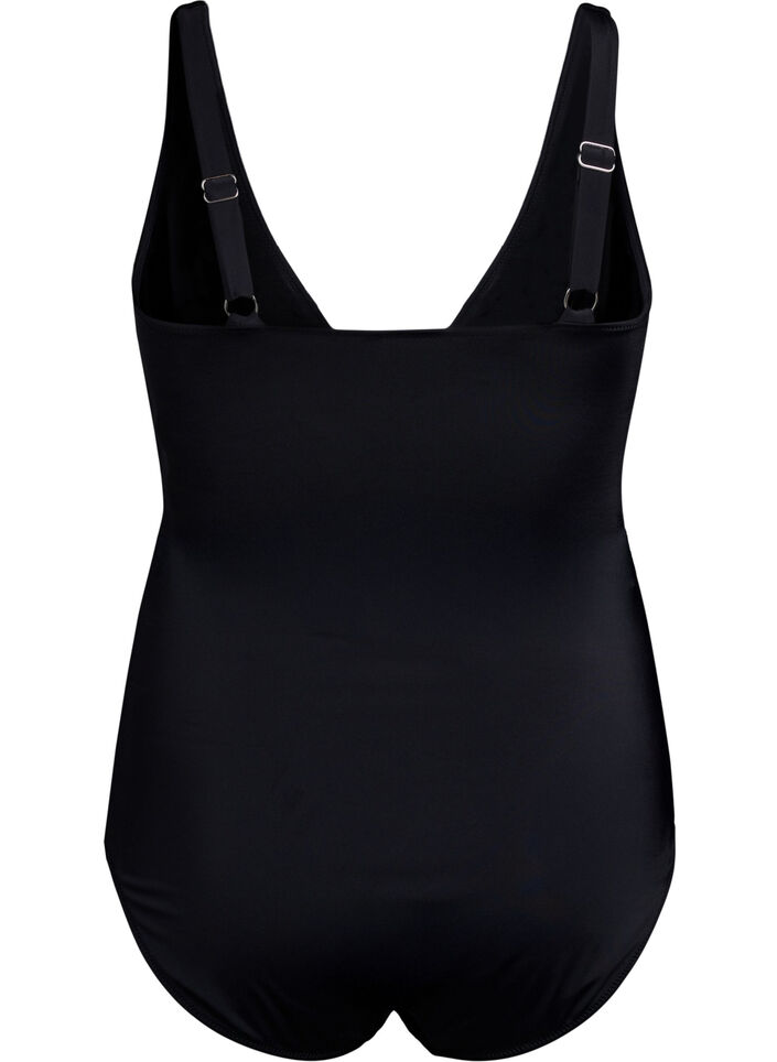 Badedrakt med drapert kryssdetalj, Black, Packshot