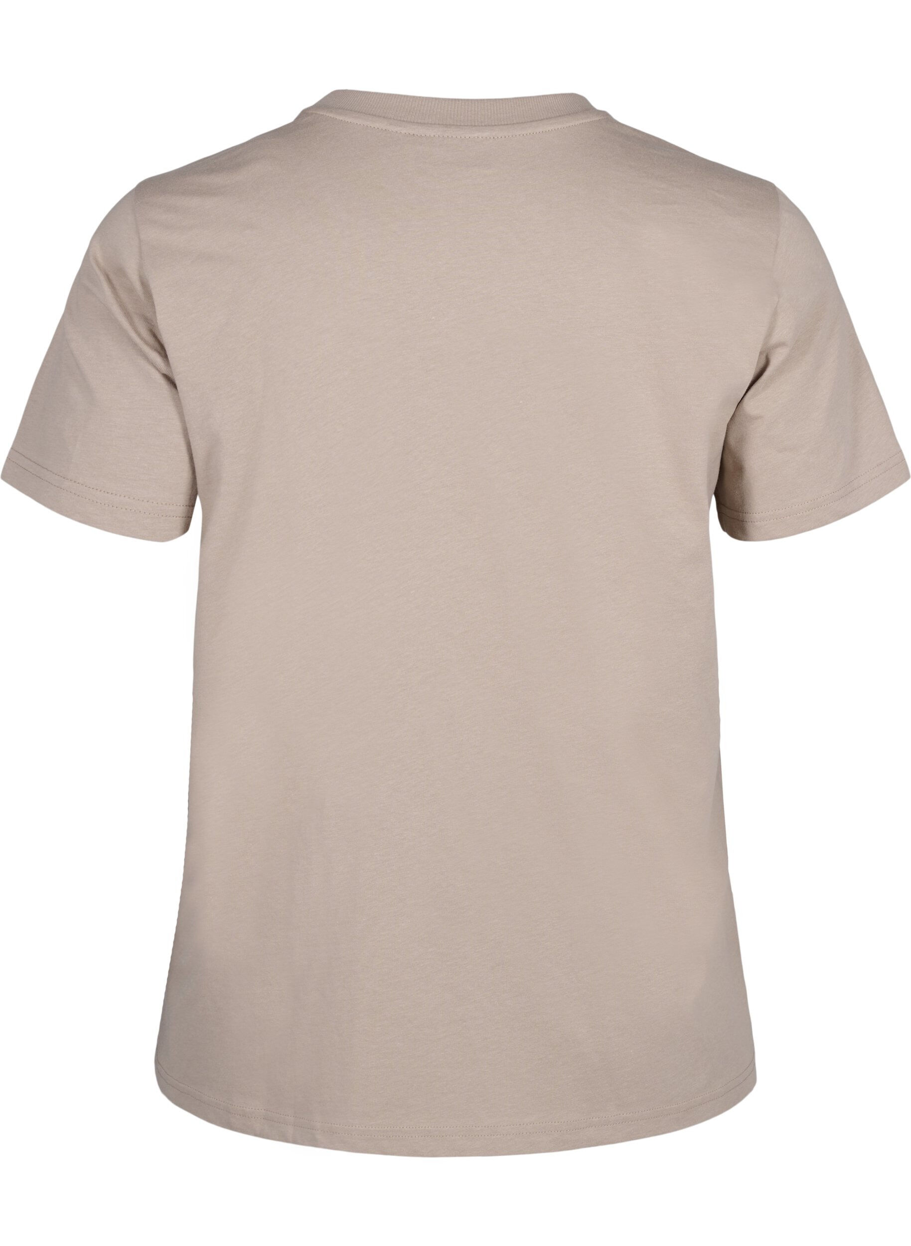 ZizziBasic T-skjorte i bomull med rund hals, Beige, Packshot image number 1