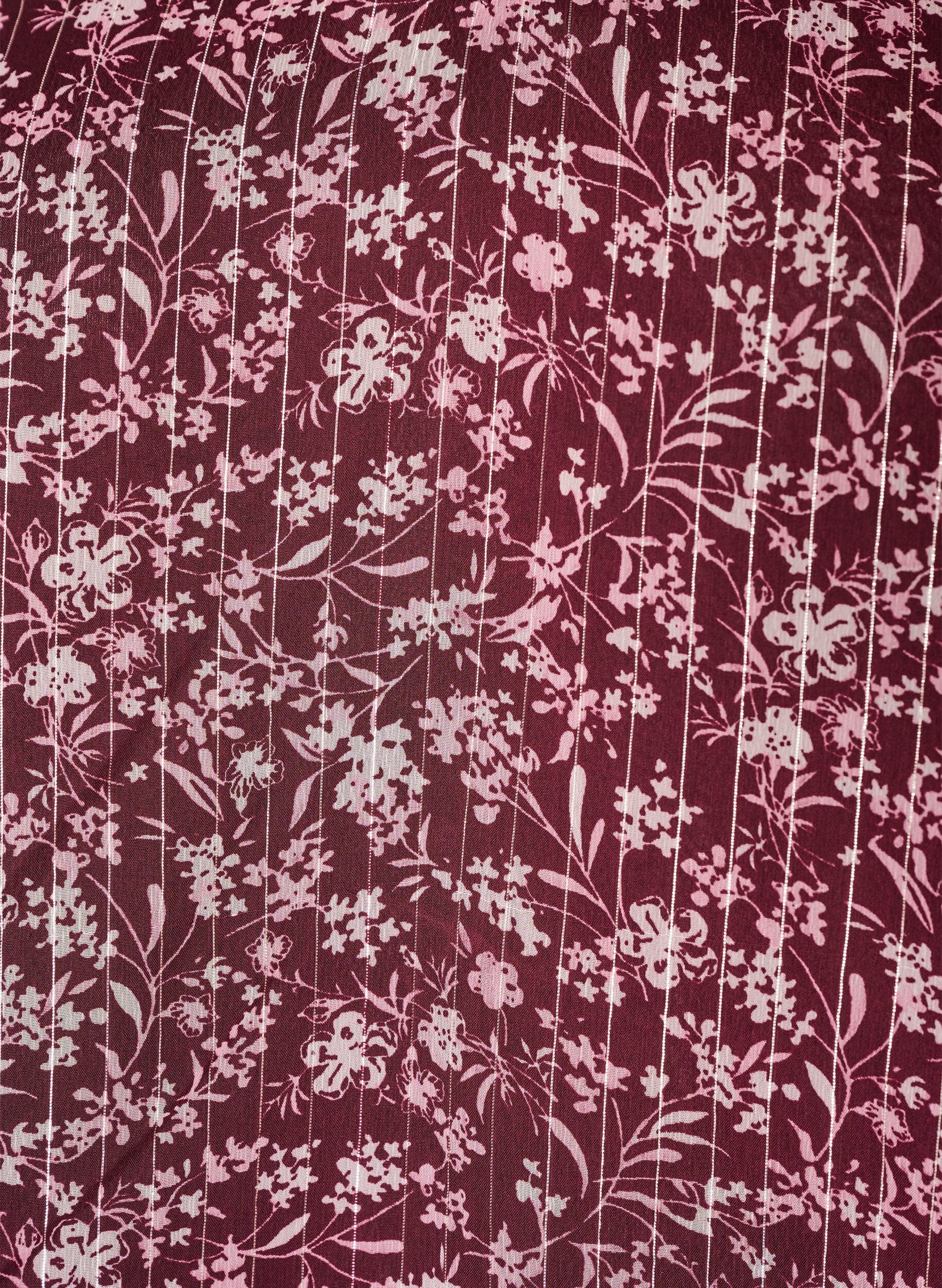 ZizziBluse med blomstertrykk og glittertr&aring;d, R&oslash;d, Packshot image number 2