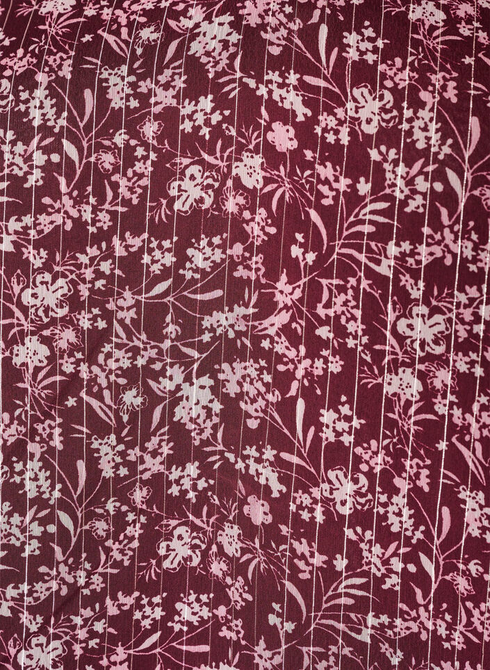 Bluse med blomstertrykk og glittertr&aring;d, R&oslash;d, Packshot image number 2