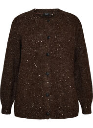 Cardigan med paljetter og knapper, Brun
