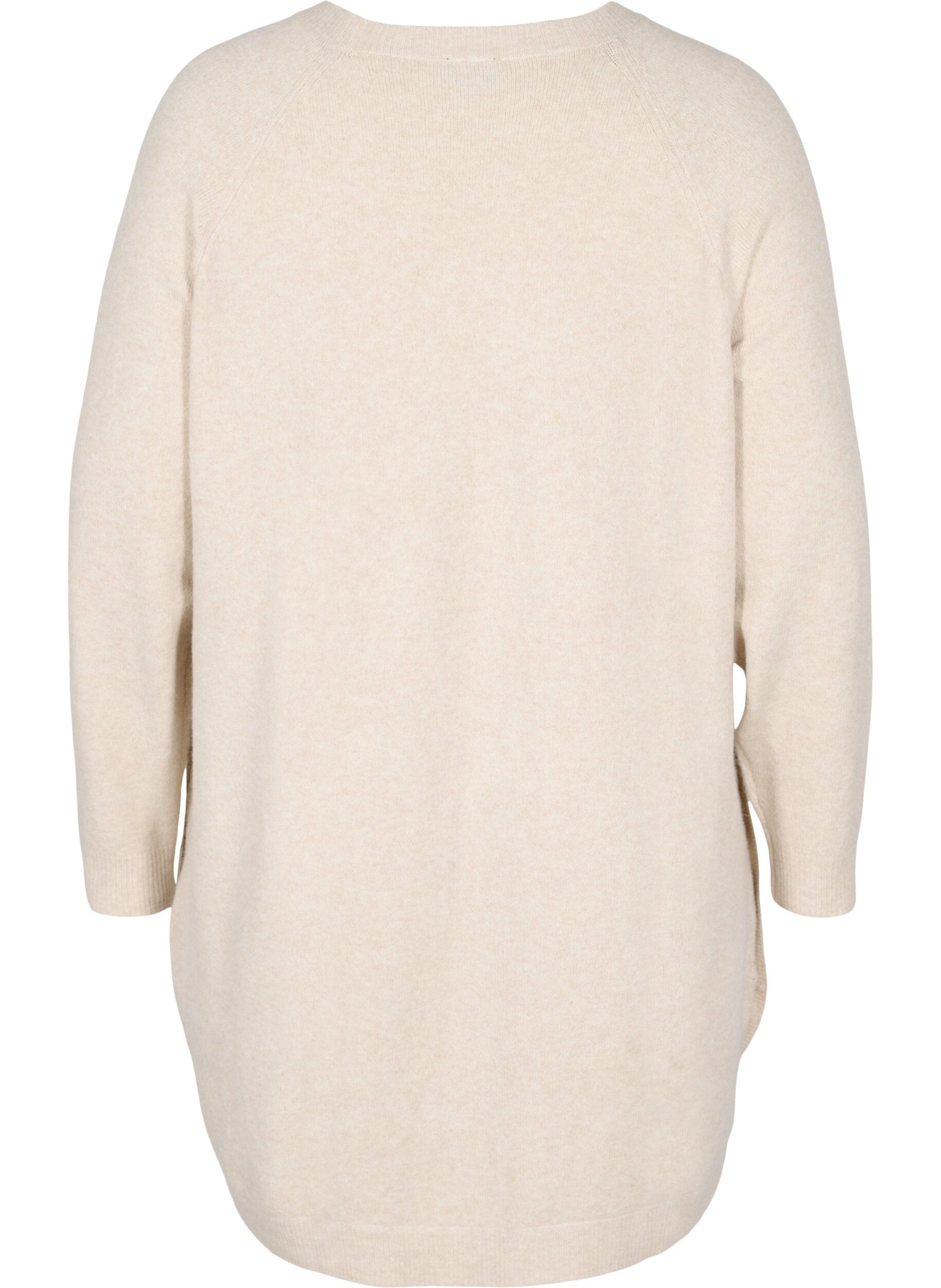 Zizzi Melert strikkekjole med knapper, Pumice Stone Mel., Packshot image number 1