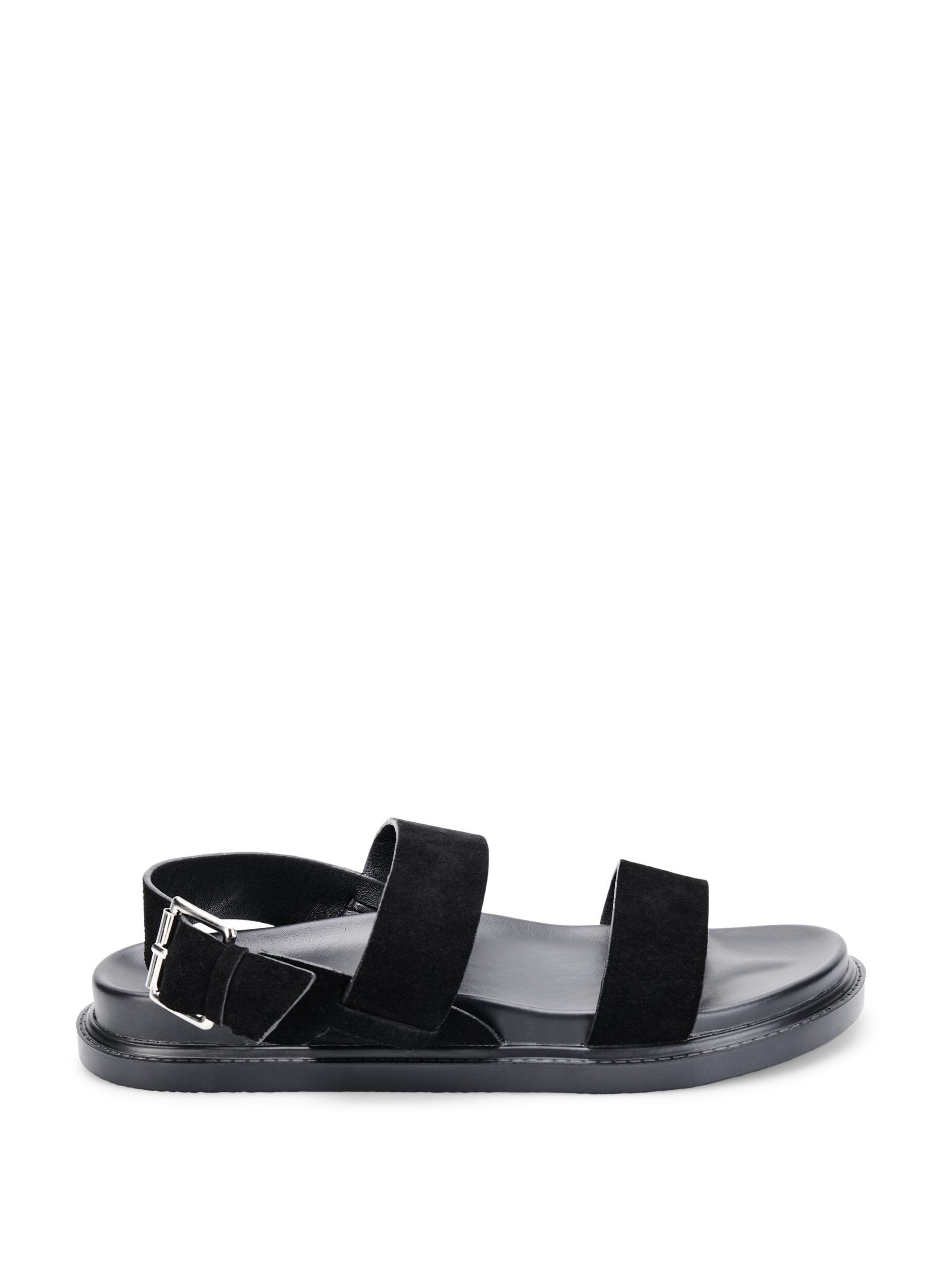 Wide fit sandal i semsket skinn