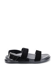 Wide fit sandal i semsket skinn, Black