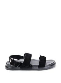 Wide fit sandal i semsket skinn, Black Wide fit sandal i semsket skinn