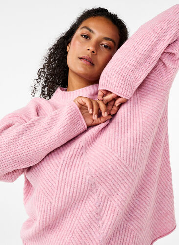 Zizzi Genser med stripemønster og lange ermer, Corsage Mel., Image image number 0