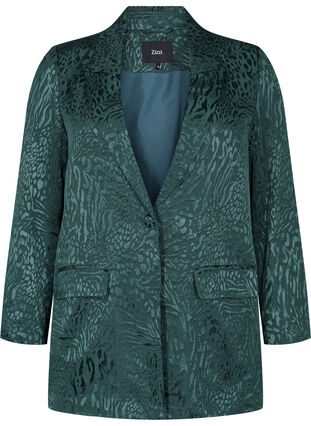 Zizzi Blazer i viskose med tone-i-tone trykk, Ponderosa Pine, Packshot image number 0