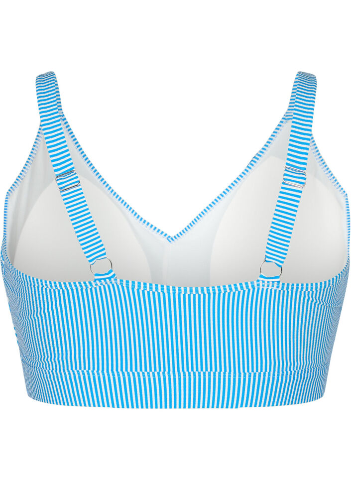Stripete bikinitopp med volanger, BlueWhite Stripe AOP, Packshot image number 1