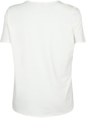 T-skjorte med V-hals og kryssdetalj, Warm Off-white, Packshot image number 1