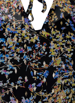 Tunika med blomstermønster og lurex, Black/Vibrant Flower, Packshot image number 2