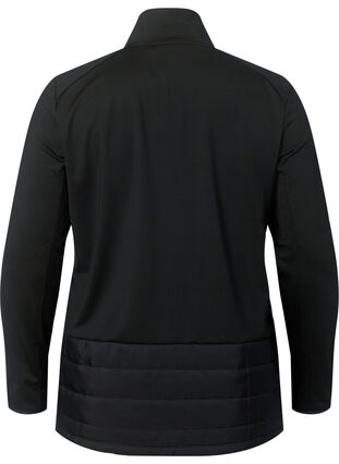 Sportscardigan med vattering og glidelås, Black, Packshot image number 1