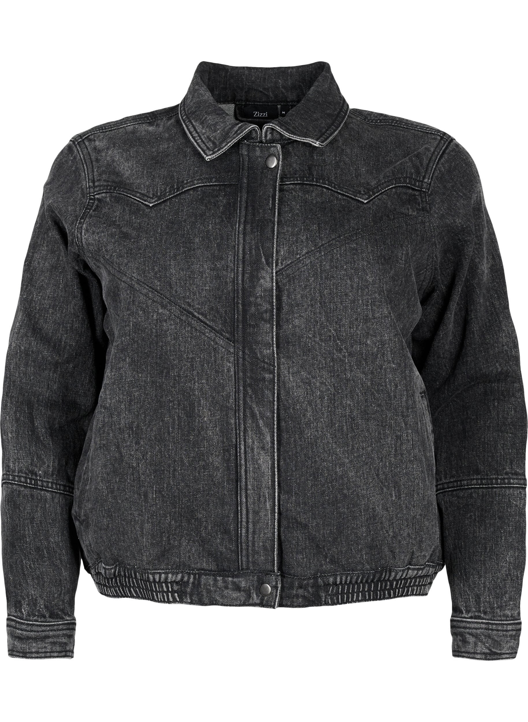 Zizzi Dongerijakke med skjult glidel&aring;s, Dark Grey Denim, Packshot image number 0