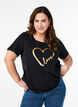 Bomulls-t-skjorte med motiv, Black w. Gold Love, Model image number 0