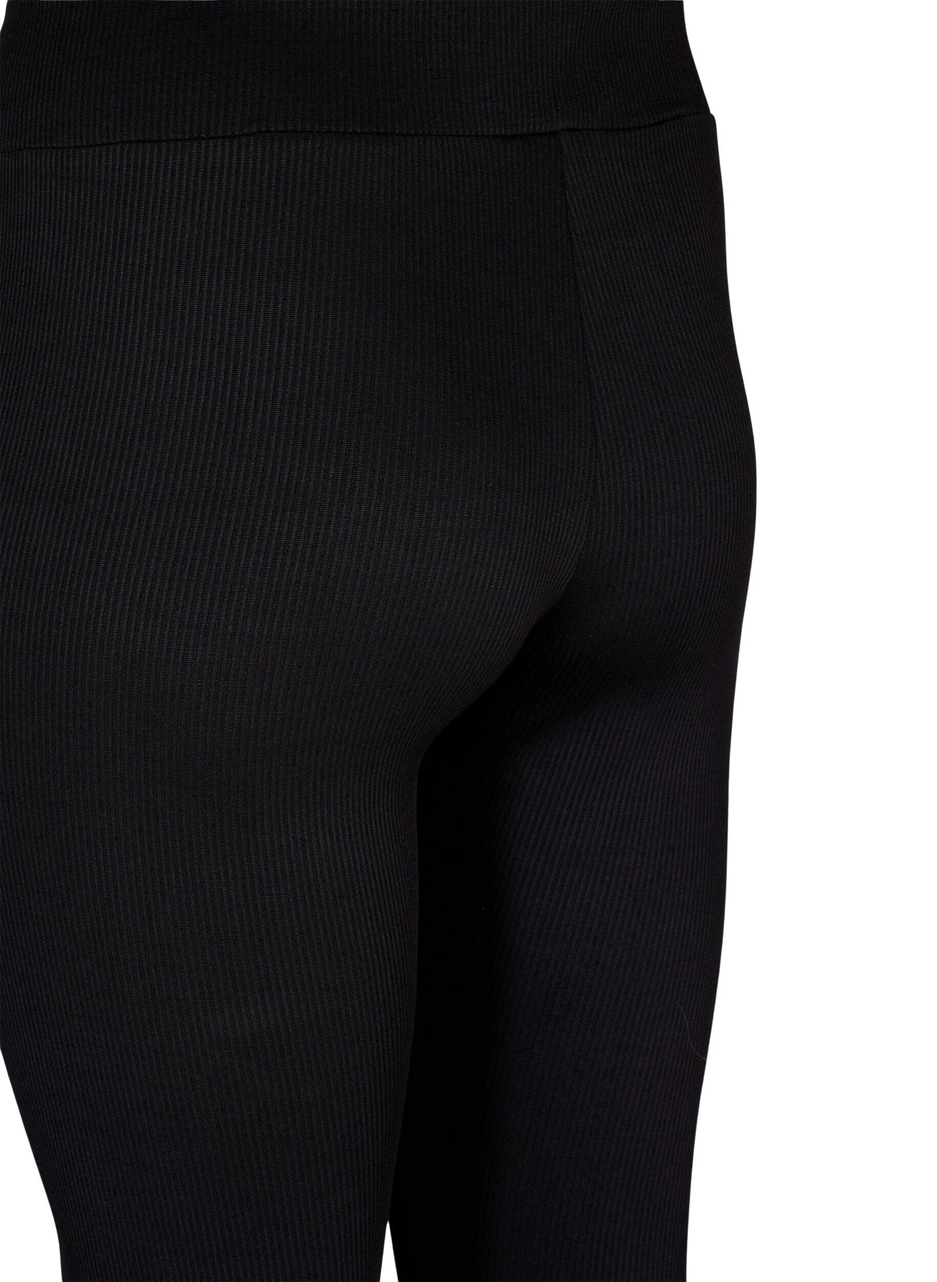 Zizzi Leggings med stretch og ribbet struktur, Black, Packshot image number 3