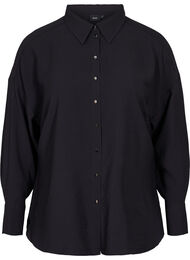 Viskoseskjorte med lange ermer, Black