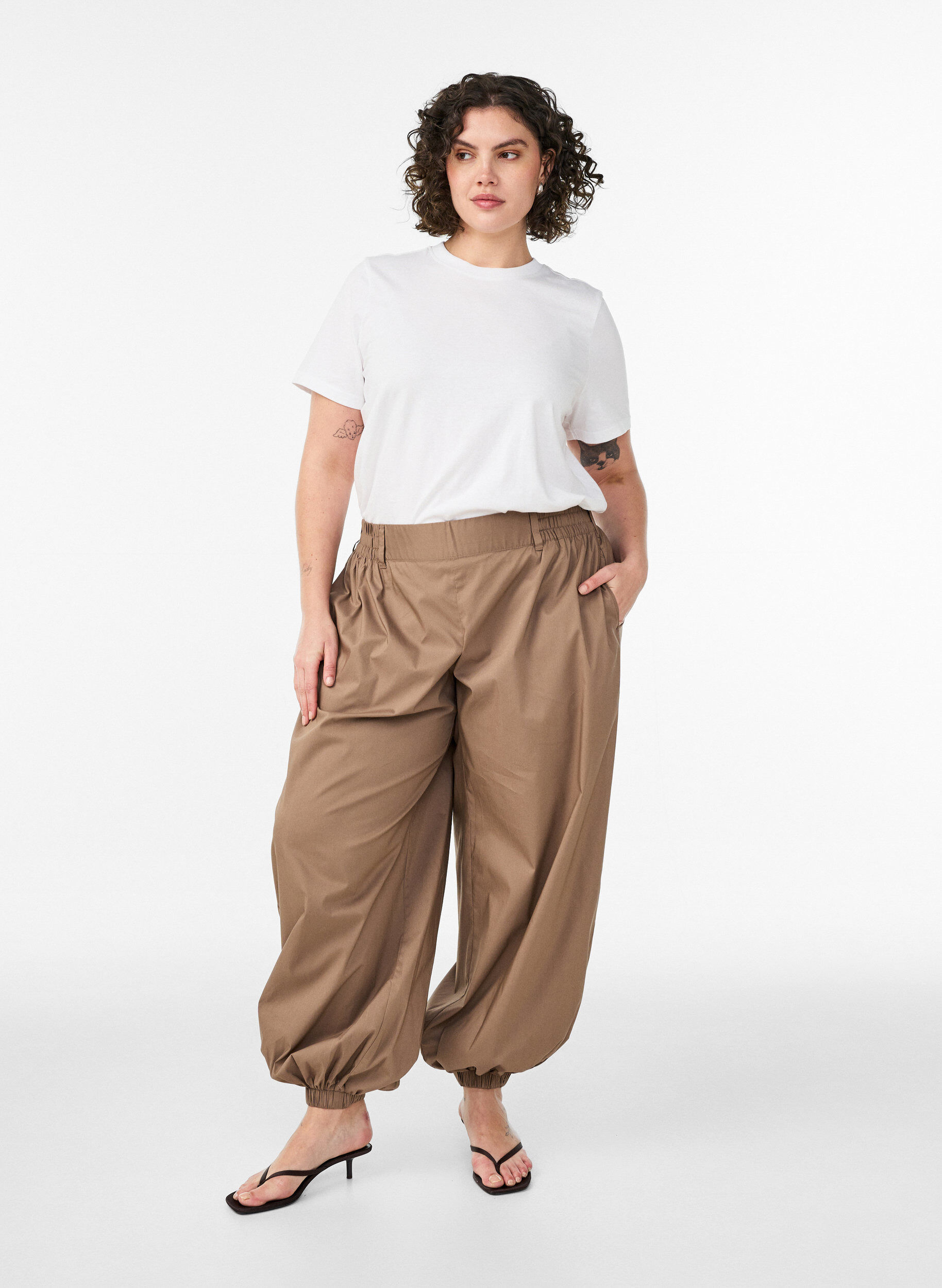 ZizziBomulls-T-skjorte med trykk, Hvit, Model image number 1