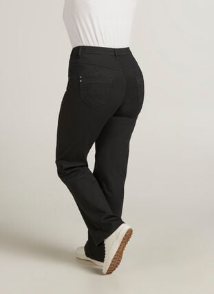 Zizzi Regular fit Gemma jeans med høyt liv, Black, Model image number 1