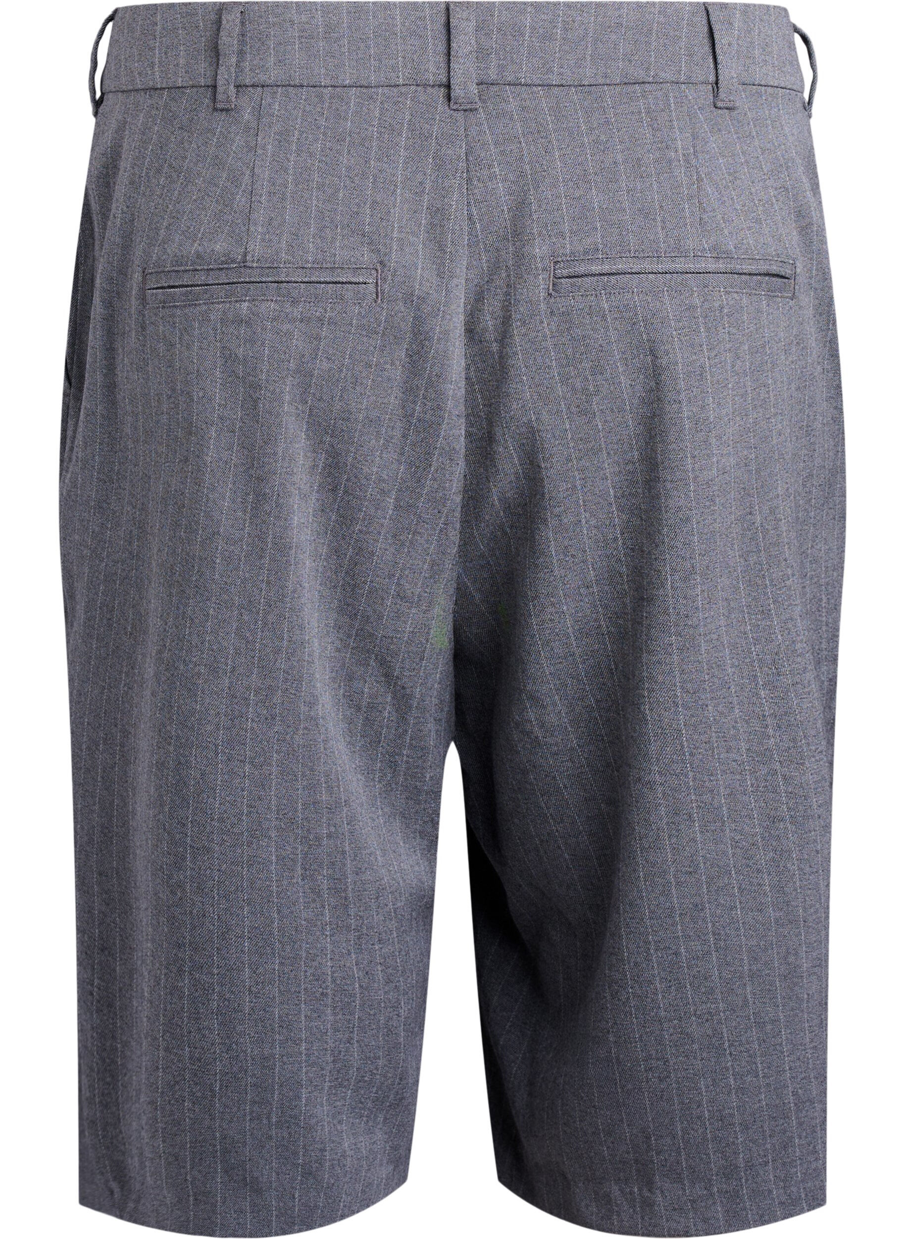Zizzi Pinstripe Bermuda-shorts med Loose fit, Gr&aring;, Packshot image number 1