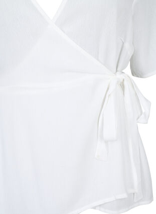 Bluse i viskose med omslagseffekt, Bright White, Packshot image number 2