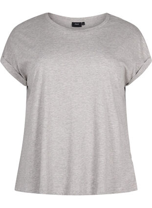 Kortermet T-skjorte i bomullsblanding, Heather Grey Mél, Packshot image number 0