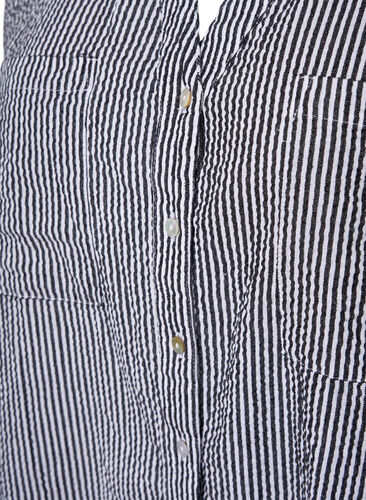 Kortermet bomullskjorte med striper, Black Stripe, Packshot image number 2