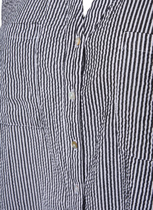 Kortermet bomullskjorte med striper, Black Stripe, Packshot image number 2