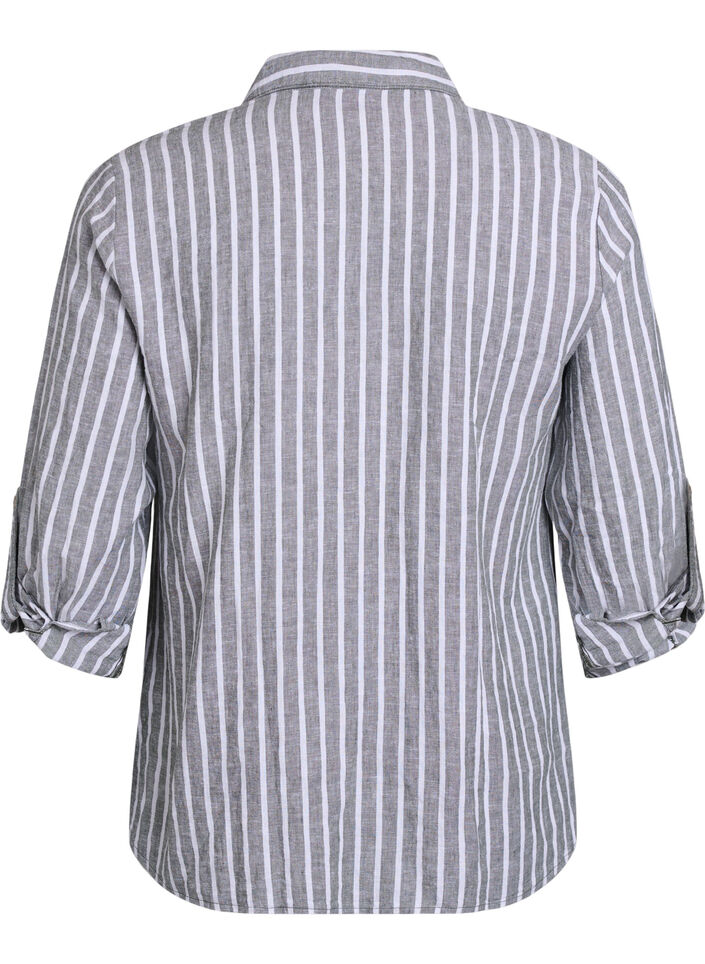 Skjorte i lin og viskose med 3/4 ermer, Grønn, Packshot image number 1