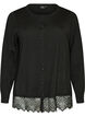 Cardigan med bred blondekant, Svart, Packshot image number 0