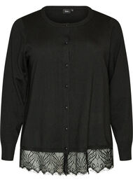 Cardigan med bred blondekant, Svart