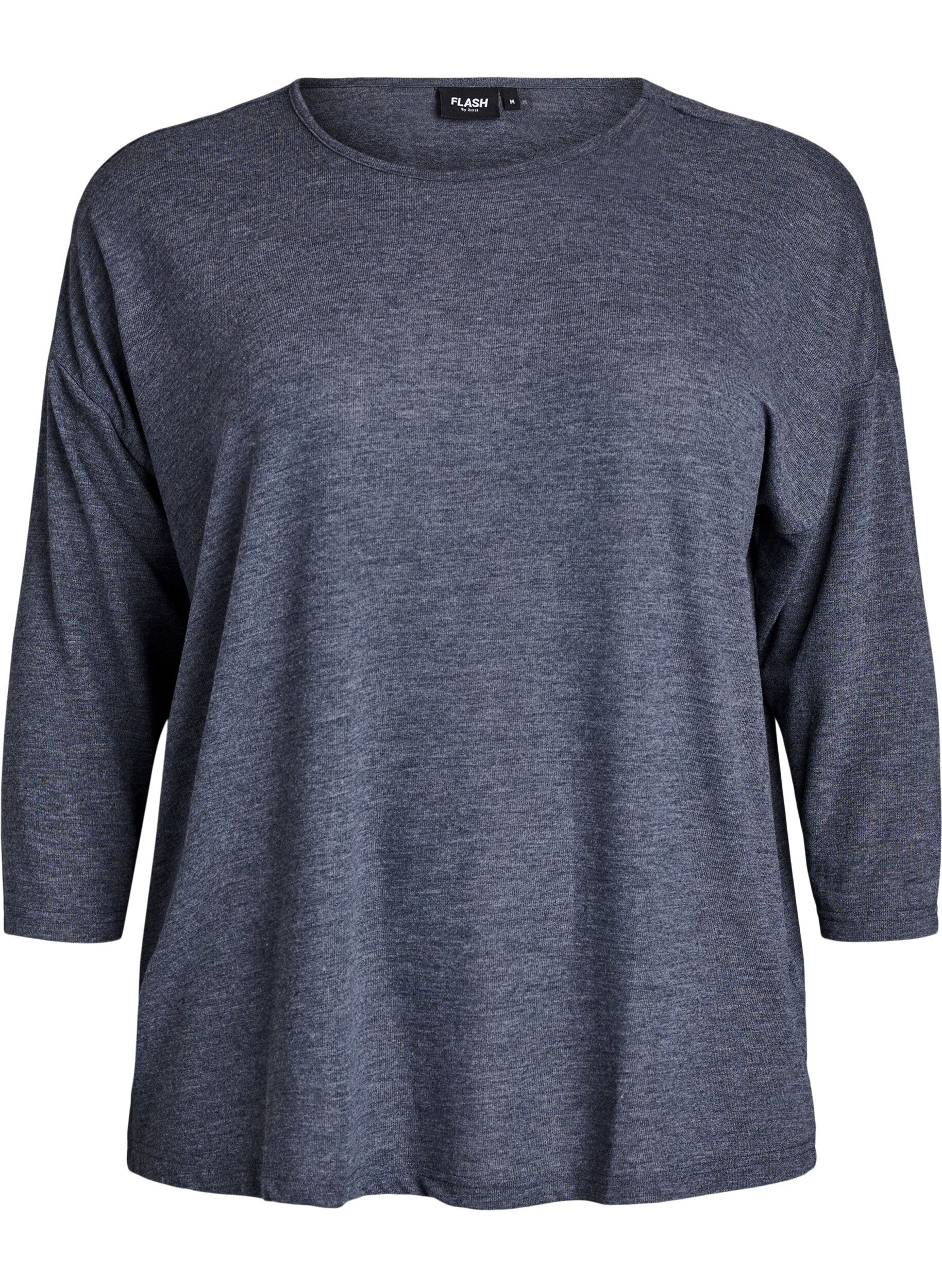 ZizziJersey bluse med 3/4 ermer, Gr&aring;, Packshot image number 0