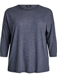 Jersey bluse med 3/4 ermer, Gr&aring;