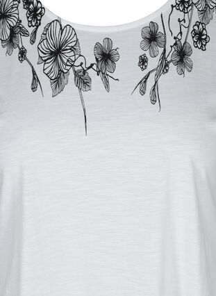 T-skjorte i bomull med mønster øverst, Bright White FLOWER, Packshot image number 2