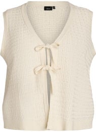 Teksturert strikkevest med knytebelte, Vanilje