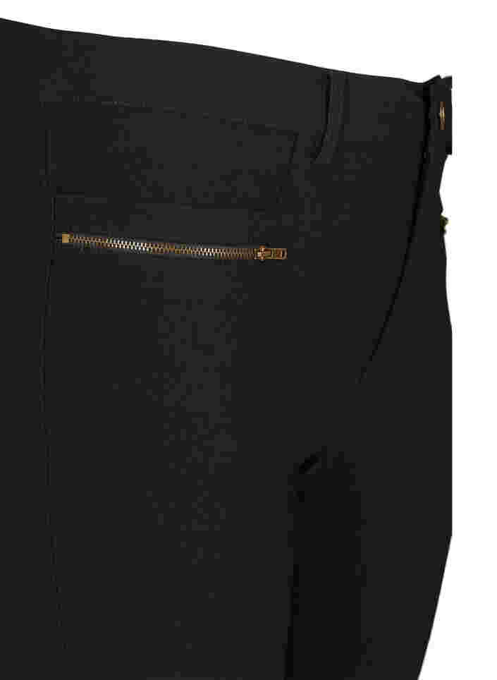 Tettsittende bukser med glidelåsdetaljer, Black, Packshot image number 2