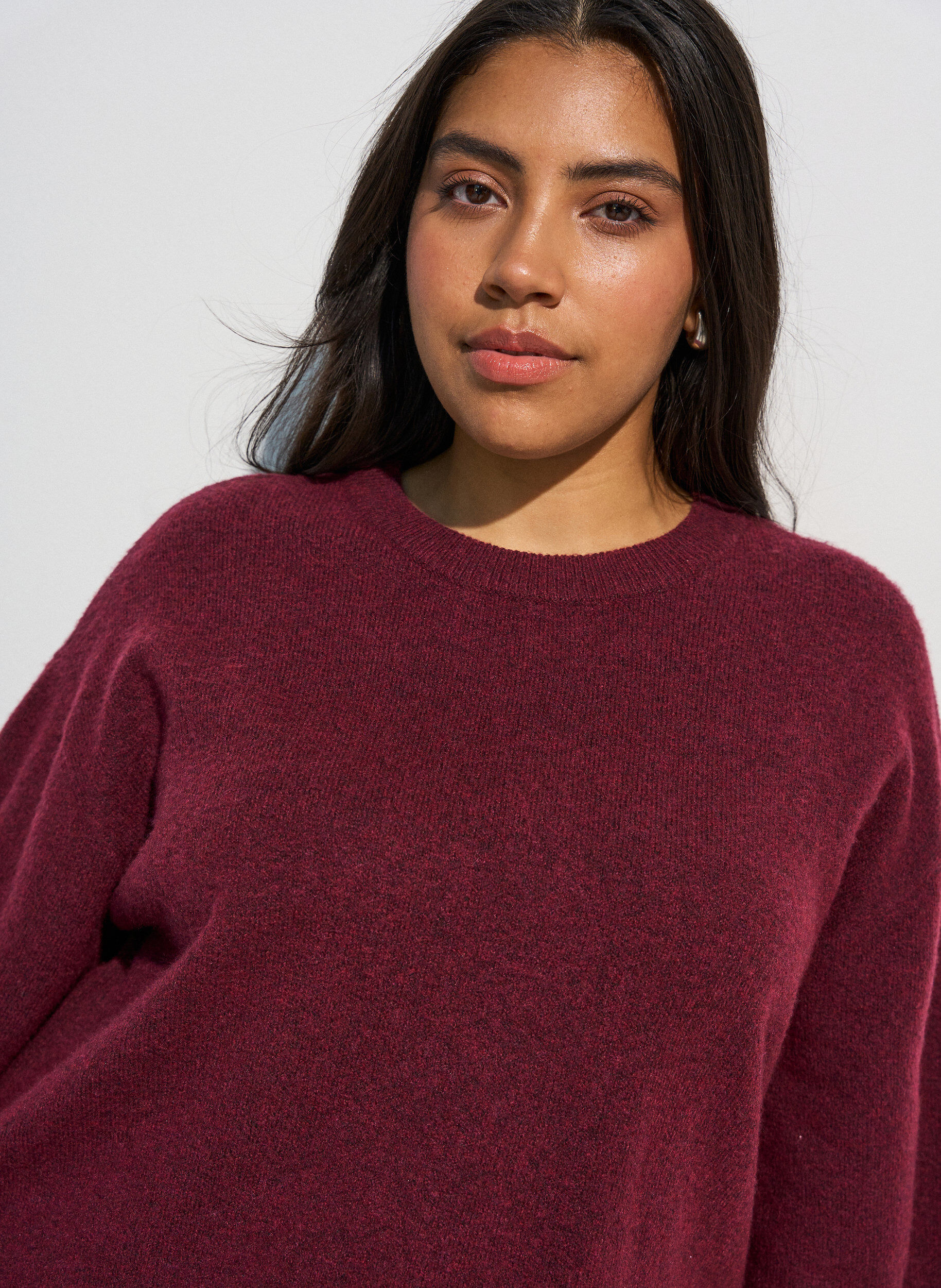 ZizziL&oslash;s strikket bluse med korte ermer, R&oslash;d, Model image number 3
