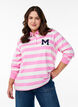 Stripete poloskjorte med frottédetaljer, Bubblegum w. White, Model image number 0