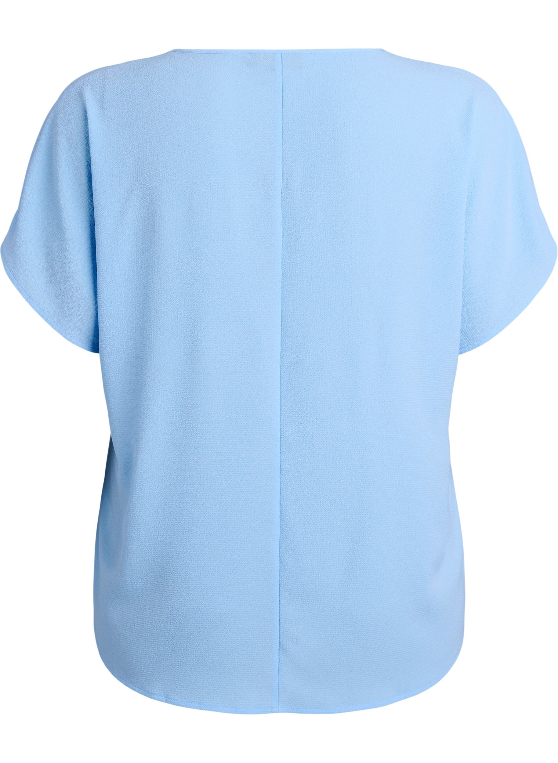 ZizziBluse med korte ermer og rund hals, Bl&aring;, Packshot image number 1