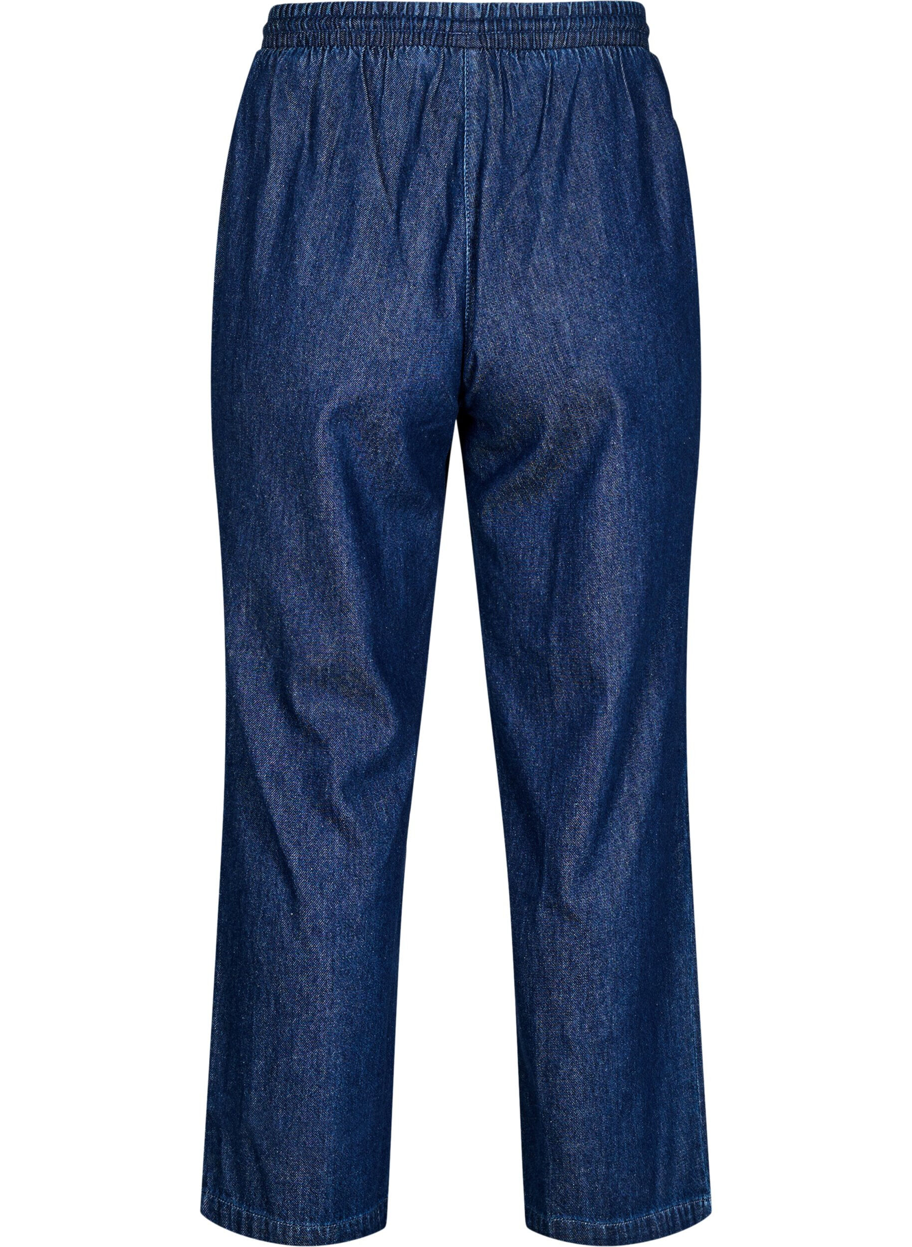 ZizziJeans med rett passform og elastisk linning, Bl&aring;, Packshot image number 1