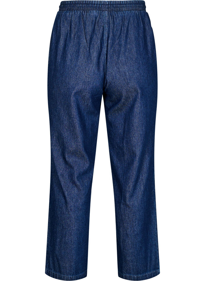 Jeans med rett passform og elastisk linning, Bl&aring;, Packshot image number 1