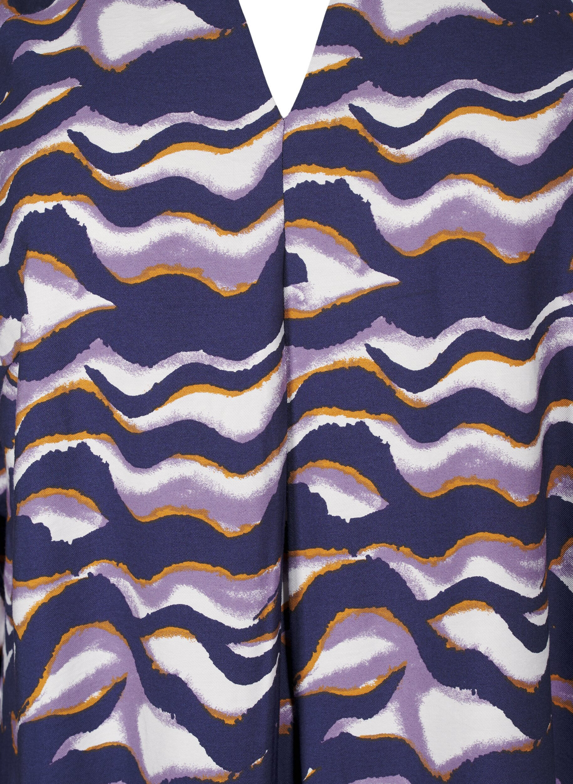 Zizzi Knelang kjole med print og A-form, Naval Academy AOP, Packshot image number 2