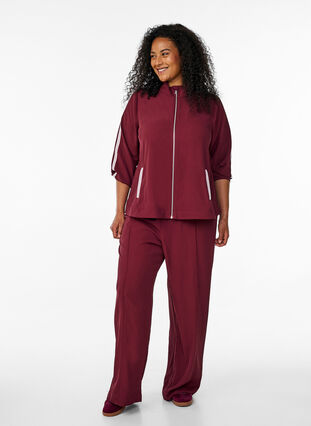 Zizzi Sporty jakke med glidelås og kule detaljer, T. Port Orch Stripe, Model image number 2