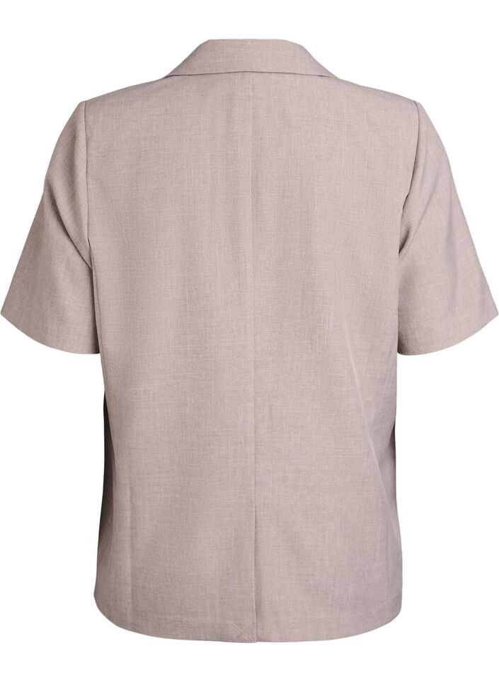 Blazer med korte ermer og slag, Brun, Packshot image number 1