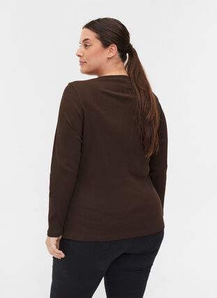 Langermet bluse i ribb med knappedetaljer, Molé, Model image number 1