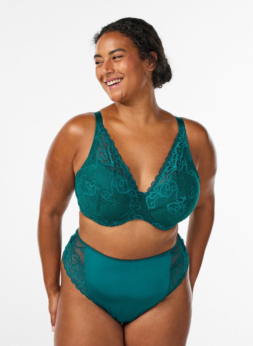 Vattert blonde-bh med bøyle, Grønn Vattert blonde-bh med bøyle, Grønn, Model