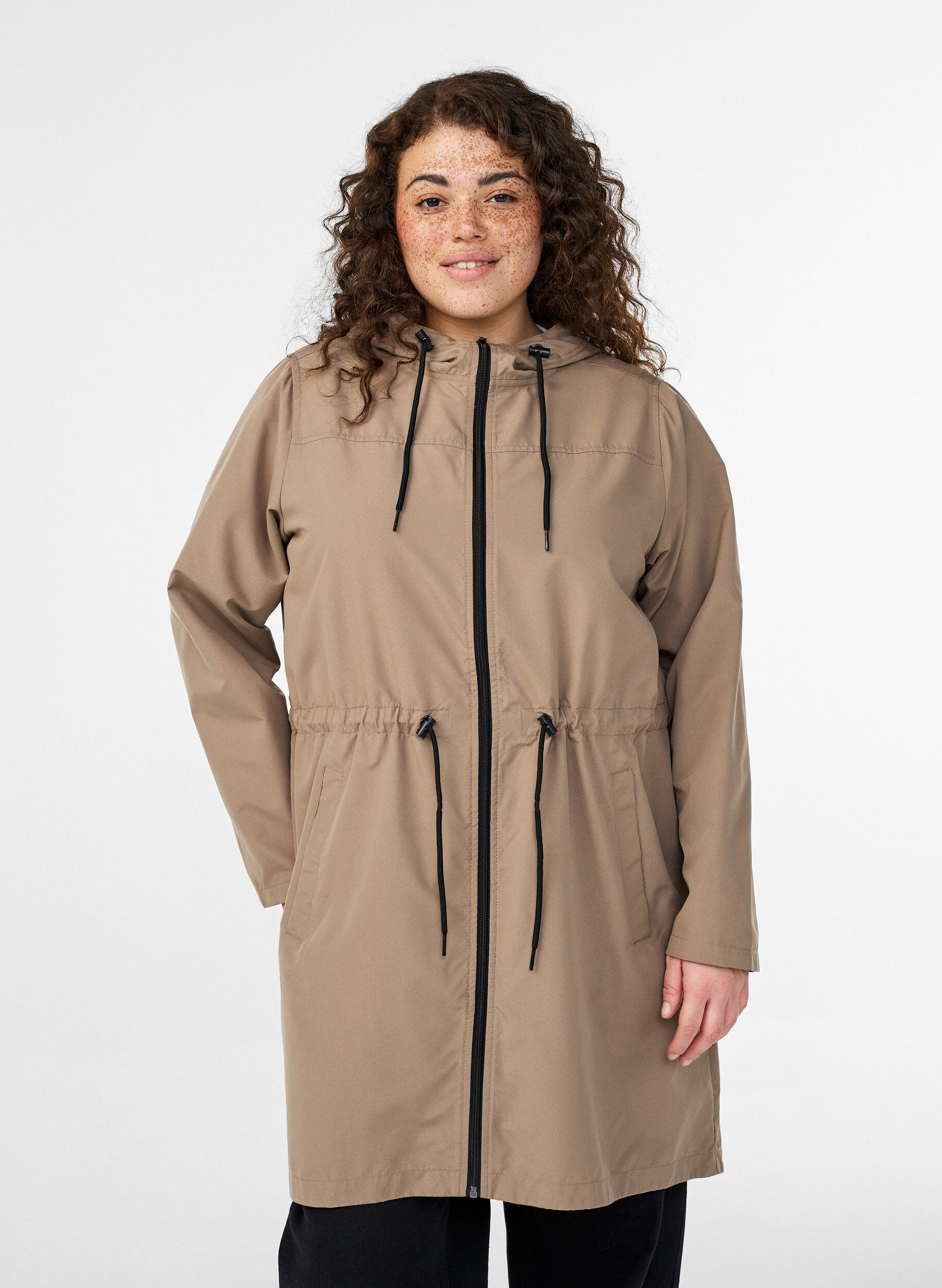 ZizziLett parkas med hette, Brun, Model image number 0