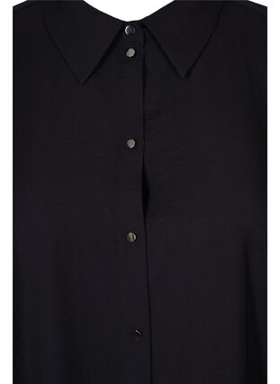 Lang viskoseskjorte med splitt, Black, Packshot image number 2