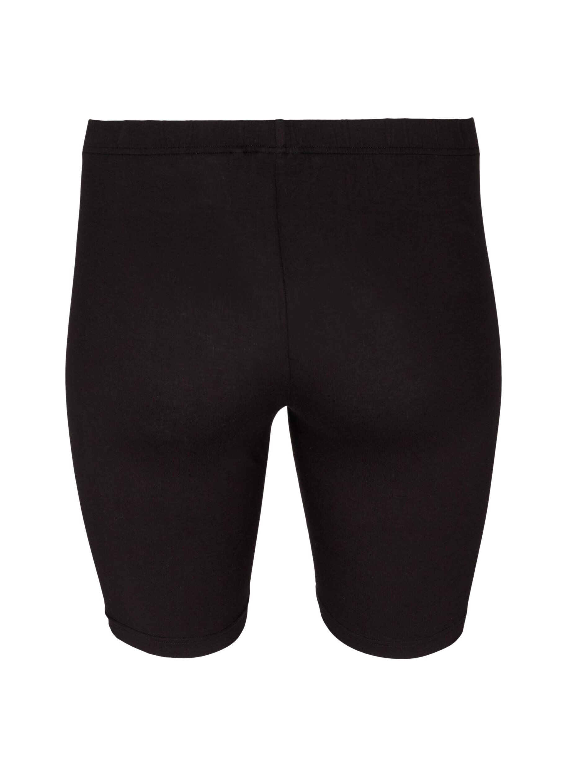 Zizzi Ensfargede standard sykkelshorts, Svart, Packshot image number 1