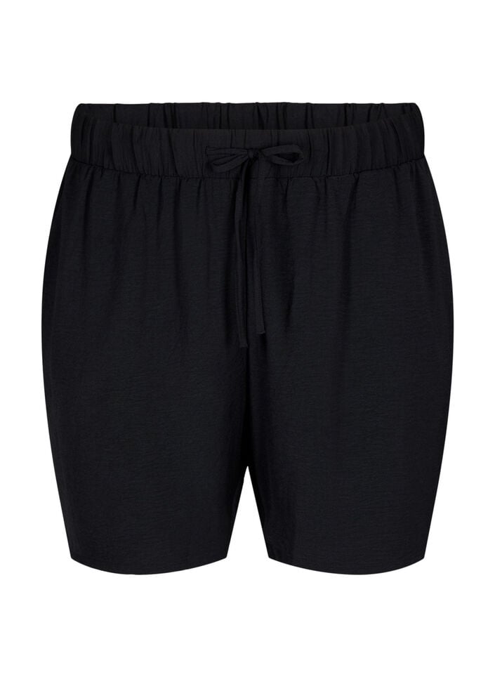 Shorts med lommer og elastisk linning, Svart, Packshot image number 0