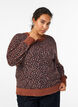 Strikkeplagg med dyretrykk og fluffy finish, Rød, Model image number 0
